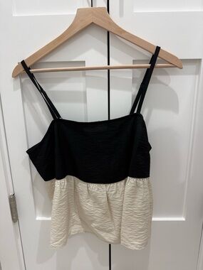 LOFT Black and Cream Two-Tone Spaghetti Strap Cami